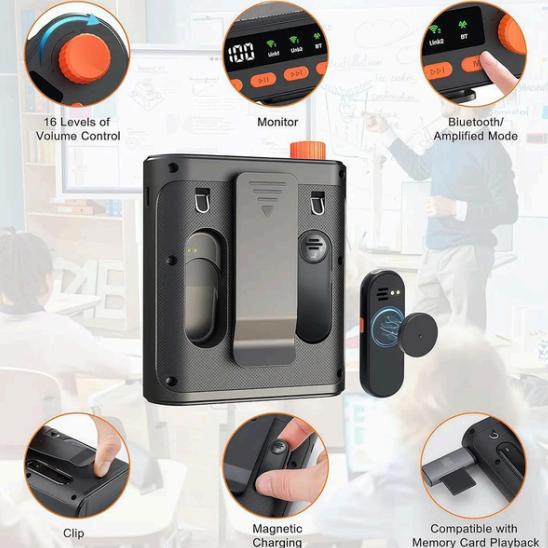 Amplificador de voz inalámbrico B6108 con 2 micrófonos